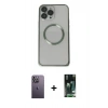 MARSİLYAN™- iPhone 13 Pro Max Kılıf Ahenk Işık Serisi - Şeffaf 360 Full Body Arka Koruyucu + Neon Fosforlu Kamera Lens - BZ
