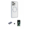 MARSİLYAN™- iPhone 13 Pro Max Kılıf Ahenk Işık Serisi - Şeffaf 360 Full Body Arka Koruyucu + Renkli Kamera Lens Koruma Cam - PE