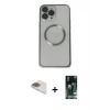MARSİLYAN™- iPhone 13 Pro Max Kılıf Ahenk Işık Serisi - Şeffaf 360 Full Body Arka Koruyucu + Pers Alüminyum Kamera Lens - GD