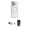 MARSİLYAN™- iPhone 13 Pro Max Kılıf Ahenk Işık Serisi - Şeffaf 360 Full Body Arka Koruyucu + Rainbow Kamera Lens Koruma Cam - KI