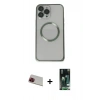 MARSİLYAN™- iPhone 13 Pro Max Kılıf Ahenk Işık Serisi - Şeffaf 360 Full Body Arka Koruyucu + Rainbow Kamera Lens Koruma Cam - KI