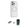 MARSİLYAN™- iPhone 13 Pro Max Kılıf Ahenk Işık Serisi - Şeffaf 360 Full Body Arka Koruyucu + Renkli Kamera Lens Koruma Cam - SI