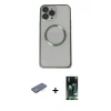 MARSİLYAN™- iPhone 13 Pro Max Kılıf Ahenk Işık Serisi - Şeffaf 360 Full Body Arka Koruyucu + Renkli Kamera Lens Koruma Cam - MI