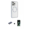 MARSİLYAN™- iPhone 13 Pro Max Kılıf Ahenk Işık Serisi - Şeffaf 360 Full Body Arka Koruyucu + Renkli Kamera Lens Koruma Cam - MI