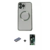 MARSİLYAN™- iPhone 13 Pro Max Kılıf Ahenk Işık Serisi - Şeffaf 360 Full Body Arka Koruyucu + Renkli Kamera Lens Koruma Cam - SI