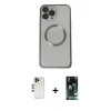 MARSİLYAN™- iPhone 13 Pro Max Kılıf Ahenk Işık Serisi - Şeffaf 360 Full Body Arka Koruyucu + Shine Kamera Lens - GD