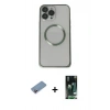 MARSİLYAN™- iPhone 13 Pro Max Kılıf Ahenk Işık Serisi - Şeffaf 360 Full Body Arka Koruyucu + Shine Kamera Lens Koruma Cam - PE