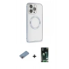 MARSİLYAN™- iPhone 13 Pro Max Kılıf Ahenk Işık Serisi - Şeffaf 360 Full Body Arka Koruyucu + Shine Kamera Lens Koruma Cam - PE