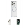 MARSİLYAN™- iPhone 13 Pro Max Kılıf Ahenk Işık Serisi - Şeffaf 360 Full Body Arka Koruyucu + Shine Kamera Lens - GD