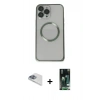 MARSİLYAN™- iPhone 13 Pro Max Kılıf Ahenk Işık Serisi - Şeffaf 360 Full Body Arka Koruyucu + Pers Alüminyum Kamera Lens - SABE