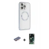 MARSİLYAN™- iPhone 13 Pro Max Kılıf Ahenk Işık Serisi - Şeffaf 360 Full Body Arka Koruyucu + Renkli Kamera Lens Koruma Cam - TU