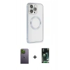 MARSİLYAN™- iPhone 13 Pro Max Kılıf Ahenk Işık Serisi - Şeffaf 360 Full Body Arka Koruyucu + Neon Fosforlu Kamera Lens - YL