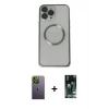 MARSİLYAN™- iPhone 13 Pro Max Kılıf Ahenk Işık Serisi - Şeffaf 360 Full Body Arka Koruyucu + Neon Fosforlu Kamera Lens - YL