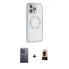 MARSİLYAN™- iPhone 13 Pro Max Kılıf Ahenk Işık Serisi - Şeffaf Maxco Cam Ekran Koruyucu + Neon Fosforlu Kamera Lens - BZ