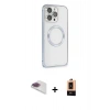 MARSİLYAN™- iPhone 13 Pro Max Kılıf Ahenk Işık Serisi - Şeffaf Maxco Cam Ekran Koruyucu + Pers Alüminyum Kamera Lens - GI