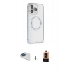 MARSİLYAN™- iPhone 13 Pro Max Kılıf Ahenk Işık Serisi - Şeffaf Maxco Cam Ekran Koruyucu + Pers Alüminyum Kamera Lens - LT