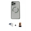 MARSİLYAN™- iPhone 13 Pro Max Kılıf Ahenk Işık Serisi - Şeffaf Maxco Cam Ekran Koruyucu + Pers Alüminyum Kamera Lens - LT