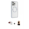 MARSİLYAN™- iPhone 13 Pro Max Kılıf Ahenk Işık Serisi - Şeffaf Maxco Cam Ekran Koruyucu + Pers Alüminyum Kamera Lens - KI