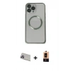 MARSİLYAN™- iPhone 13 Pro Max Kılıf Ahenk Işık Serisi - Şeffaf Maxco Cam Ekran Koruyucu + Rainbow Kamera Lens Koruma Cam - MR