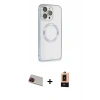 MARSİLYAN™- iPhone 13 Pro Max Kılıf Ahenk Işık Serisi - Şeffaf Maxco Cam Ekran Koruyucu + Rainbow Kamera Lens Koruma Cam - KI