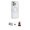 MARSİLYAN™- iPhone 13 Pro Max Kılıf Ahenk Işık Serisi - Şeffaf Maxco Cam Ekran Koruyucu + Rainbow Kamera Lens Koruma Cam - REGD
