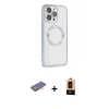 MARSİLYAN™- iPhone 13 Pro Max Kılıf Ahenk Işık Serisi - Şeffaf Maxco Cam Ekran Koruyucu + Renkli Kamera Lens Koruma Cam - TU