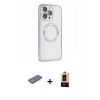 MARSİLYAN™- iPhone 13 Pro Max Kılıf Ahenk Işık Serisi - Şeffaf Maxco Cam Ekran Koruyucu + Renkli Kamera Lens Koruma Cam - YL