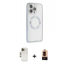 MARSİLYAN™- iPhone 13 Pro Max Kılıf Ahenk Işık Serisi - Şeffaf Maxco Cam Ekran Koruyucu + Shine Kamera Lens - GD