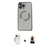 MARSİLYAN™- iPhone 13 Pro Max Kılıf Ahenk Işık Serisi - Şeffaf Maxco Cam Ekran Koruyucu + Shine Kamera Lens - GD
