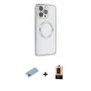 MARSİLYAN™- iPhone 13 Pro Max Kılıf Ahenk Işık Serisi - Şeffaf Maxco Cam Ekran Koruyucu + Shine Kamera Lens Koruma Cam - MI