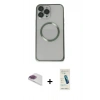 MARSİLYAN™- iPhone 13 Pro Max Kılıf Ahenk Işık Serisi - Şeffaf Pasifik Cam Ekran Koruyucu + Pers Alüminyum Kamera Lens - GI