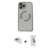 MARSİLYAN™- iPhone 13 Pro Max Kılıf Ahenk Işık Serisi - Şeffaf Pasifik Cam Ekran Koruyucu + Pers Alüminyum Kamera Lens - GD