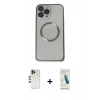 MARSİLYAN™- iPhone 13 Pro Max Kılıf Ahenk Işık Serisi - Şeffaf Pasifik Cam Ekran Koruyucu + Shine Kamera Lens - GD