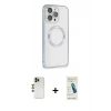 MARSİLYAN™- iPhone 13 Pro Max Kılıf Ahenk Işık Serisi - Şeffaf Pasifik Cam Ekran Koruyucu + Shine Kamera Lens - GD