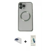 MARSİLYAN™- iPhone 13 Pro Max Kılıf Ahenk Işık Serisi - Şeffaf Pasifik Cam Ekran Koruyucu + Pers Alüminyum Kamera Lens - LT