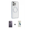 MARSİLYAN™- iPhone 13 Pro Max Kılıf Ahenk Işık Serisi - Şeffaf Pasifik Cam Ekran Koruyucu + Neon Fosforlu Kamera Lens - BZ
