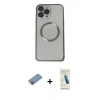 MARSİLYAN™- iPhone 13 Pro Max Kılıf Ahenk Işık Serisi - Şeffaf Pasifik Cam Ekran Koruyucu + Pembe Shine Kamera Lens Koruma Cam