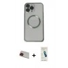 MARSİLYAN™- iPhone 13 Pro Max Kılıf Ahenk Işık Serisi - Şeffaf Pasifik Cam Ekran Koruyucu + Rainbow Kamera Lens Koruma Cam - KI