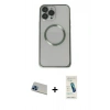 MARSİLYAN™- iPhone 13 Pro Max Kılıf Ahenk Işık Serisi - Şeffaf Pasifik Cam Ekran Koruyucu + Rainbow Kamera Lens Koruma Cam - MI