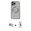 MARSİLYAN™- iPhone 13 Pro Max Kılıf Ahenk Işık Serisi - Şeffaf Pasifik Cam Ekran Koruyucu + Rainbow Kamera Lens Koruma Cam - MR
