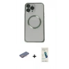 MARSİLYAN™- iPhone 13 Pro Max Kılıf Ahenk Işık Serisi - Şeffaf Pasifik Cam Ekran Koruyucu + Renkli Kamera Lens Koruma Cam - PE