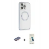 MARSİLYAN™- iPhone 13 Pro Max Kılıf Ahenk Işık Serisi - Şeffaf Pasifik Cam Ekran Koruyucu + Renkli Kamera Lens Koruma Cam - TU