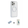 MARSİLYAN™- iPhone 13 Pro Max Kılıf Ahenk Işık Serisi - Şeffaf Pasifik Cam Ekran Koruyucu + Shine Kamera Lens Koruma Cam - MI