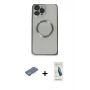 MARSİLYAN™- iPhone 13 Pro Max Kılıf Ahenk Işık Serisi - Şeffaf Pasifik Cam Ekran Koruyucu + Renkli Kamera Lens Koruma Cam - YL
