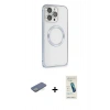 MARSİLYAN™- iPhone 13 Pro Max Kılıf Ahenk Işık Serisi - Şeffaf Pasifik Cam Ekran Koruyucu + Renkli Kamera Lens Koruma Cam - YL