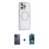MARSİLYAN™- iPhone 13 Pro Max Kılıf Ahenk Işık Serisi - Siyah 18D Cam Ekran Koruyucu + Neon Fosforlu Kamera Lens - MI