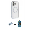 MARSİLYAN™- iPhone 13 Pro Max Kılıf Ahenk Işık Serisi - Siyah 18D Cam Ekran Koruyucu + Shine Kamera Lens Koruma Cam - MI