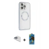 MARSİLYAN™- iPhone 13 Pro Max Kılıf Ahenk Işık Serisi - Siyah 18D Cam Ekran Koruyucu + Pers Alüminyum Kamera Lens - SABE