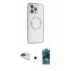 MARSİLYAN™- iPhone 13 Pro Max Kılıf Ahenk Işık Serisi - Siyah 18D Cam Ekran Koruyucu + Pers Alüminyum Kamera Lens - GI