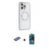 MARSİLYAN™- iPhone 13 Pro Max Kılıf Ahenk Işık Serisi - Siyah 18D Cam Ekran Koruyucu + Renkli Kamera Lens Koruma Cam - PE